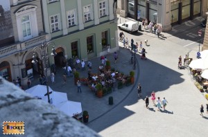 Piața Rynek Główny privita din turnul primariei din Cracovia